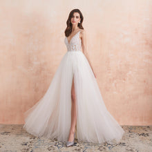 Load image into Gallery viewer, V Neck Crystal Wedding Dress