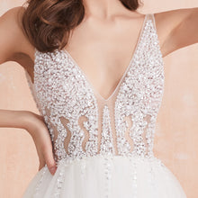 Load image into Gallery viewer, V Neck Crystal Wedding Dress