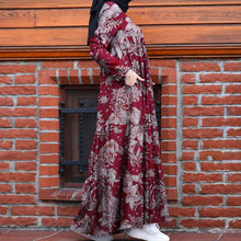 Load image into Gallery viewer, Fashionable Flower Print O-Neck Maxi Dress