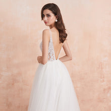 Load image into Gallery viewer, V Neck Crystal Wedding Dress