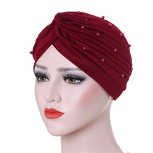 Load image into Gallery viewer, Solid Folds Pearl Turban