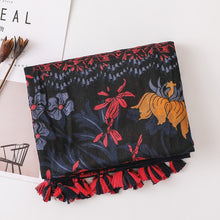 Load image into Gallery viewer, Polka Floral Tassel Scarf