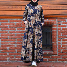 Load image into Gallery viewer, Fashionable Flower Print O-Neck Maxi Dress