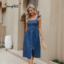 Load image into Gallery viewer, Cotton Spaghetti Strap A-line Sundress