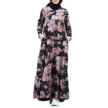 Load image into Gallery viewer, Fashionable Flower Print O-Neck Maxi Dress