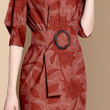 Load image into Gallery viewer, Vintage Print Half Sleeve Dress