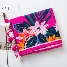 Load image into Gallery viewer, Floral Tassel Viscose Scarf
