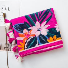Load image into Gallery viewer, Floral Tassel Viscose Scarf