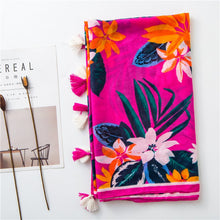 Load image into Gallery viewer, Floral Tassel Viscose Scarf