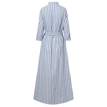 Load image into Gallery viewer, Lapel Collar Striped Maxi Dress
