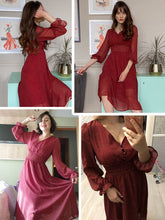 Load image into Gallery viewer, Puff Sleeve Chiffon Maxi Dress