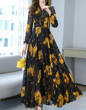 Load image into Gallery viewer, Long Sleeve Chiffon Maxi Dress