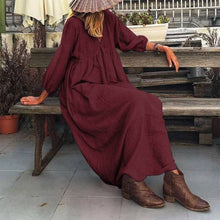 Load image into Gallery viewer, Stylish Puff Sleeve V Neck Maxi Dress