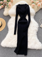 Load image into Gallery viewer, Autumn Bodycon Split Sweater Dress