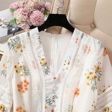 Load image into Gallery viewer, Floral Chiffon Puff Sleeve Women Dress