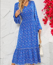 Load image into Gallery viewer, V-Neck Flower Print Maxi Dress