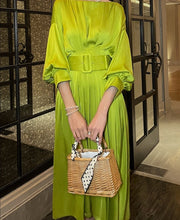 Load image into Gallery viewer, Sleeve Sashes Lace Up Midi Dress