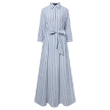 Load image into Gallery viewer, Lapel Collar Striped Maxi Dress
