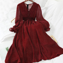 Load image into Gallery viewer, Puff Sleeve Chiffon Maxi Dress
