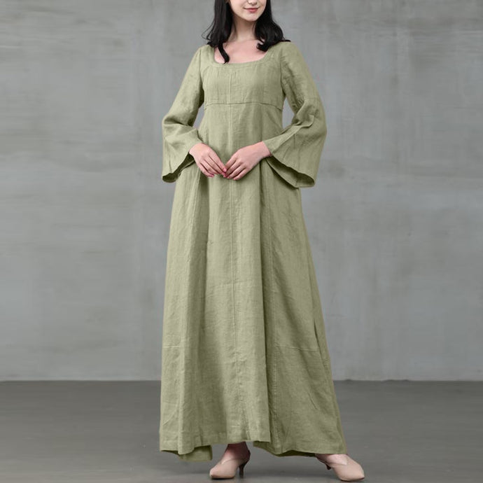 Square Color Cotton Maxi Dress