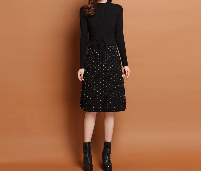 Dot Printed Sweater Dress