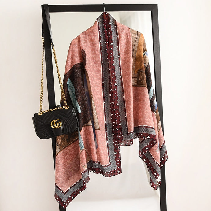 Multicolor Plaid Viscose Scarves