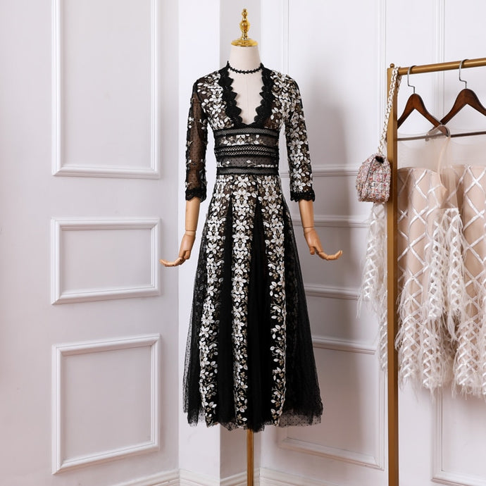 Women's Embroidery Mesh Dress