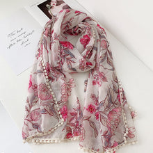 Load image into Gallery viewer, Floral Pom Pom Scarf
