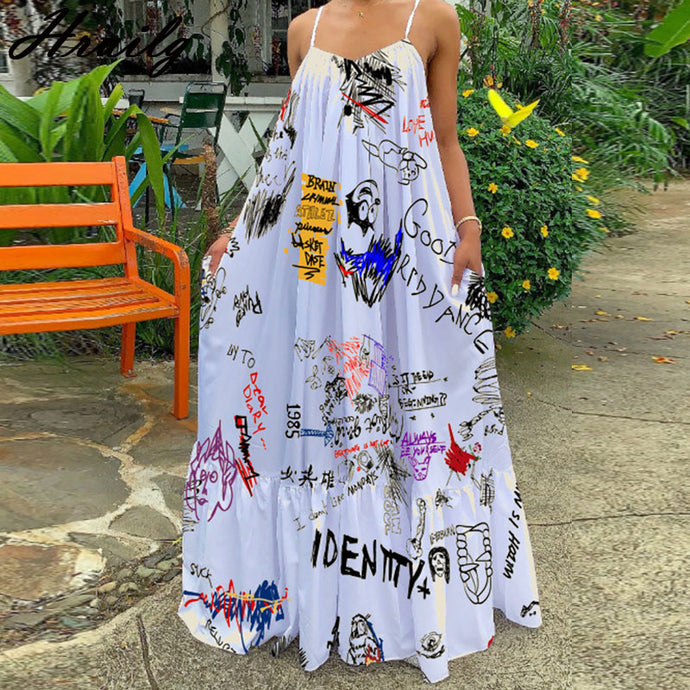 Summer Printed Spaghetti Strap Maxi Dress