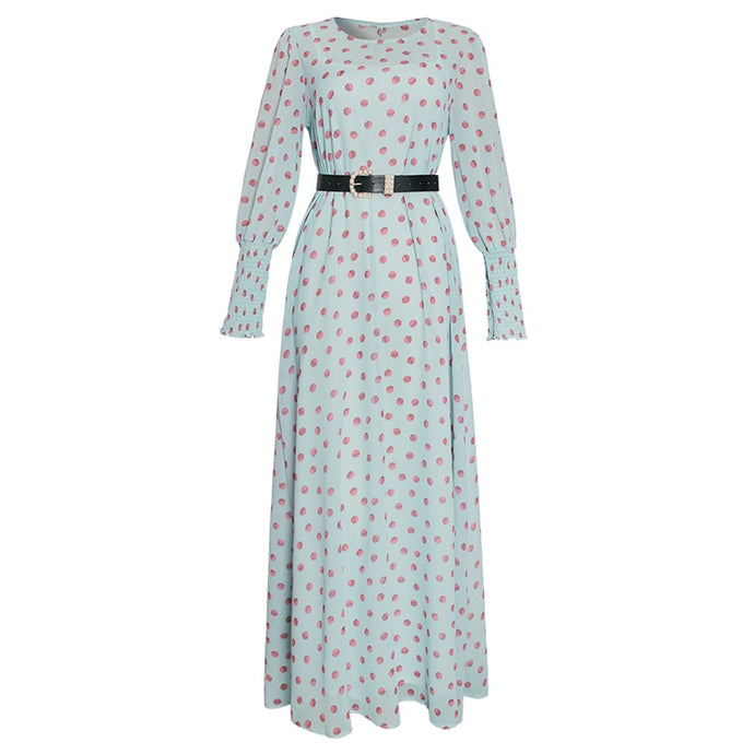 Polka Dot Long Sleeve Maxi Dress