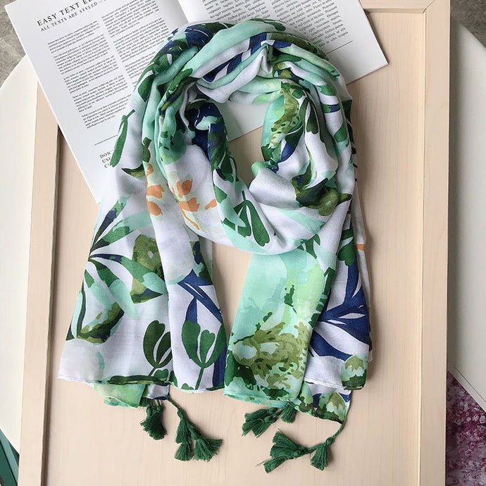 Green Floral Scarf