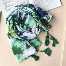 Load image into Gallery viewer, Green Floral Scarf
