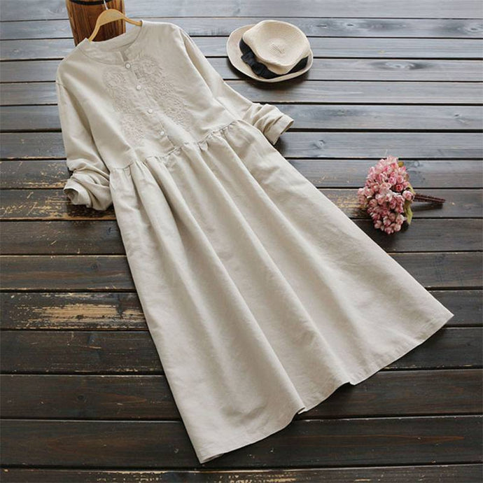 Autumn Embroidery Long Shirt Dress