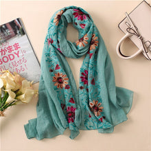 Load image into Gallery viewer, Embroidered Floral Scarf
