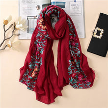 Load image into Gallery viewer, Embroidered Floral Scarf
