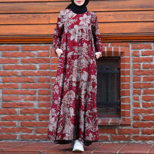 Load image into Gallery viewer, Fashionable Flower Print O-Neck Maxi Dress
