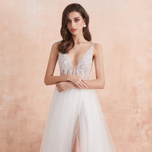 Load image into Gallery viewer, V Neck Crystal Wedding Dress
