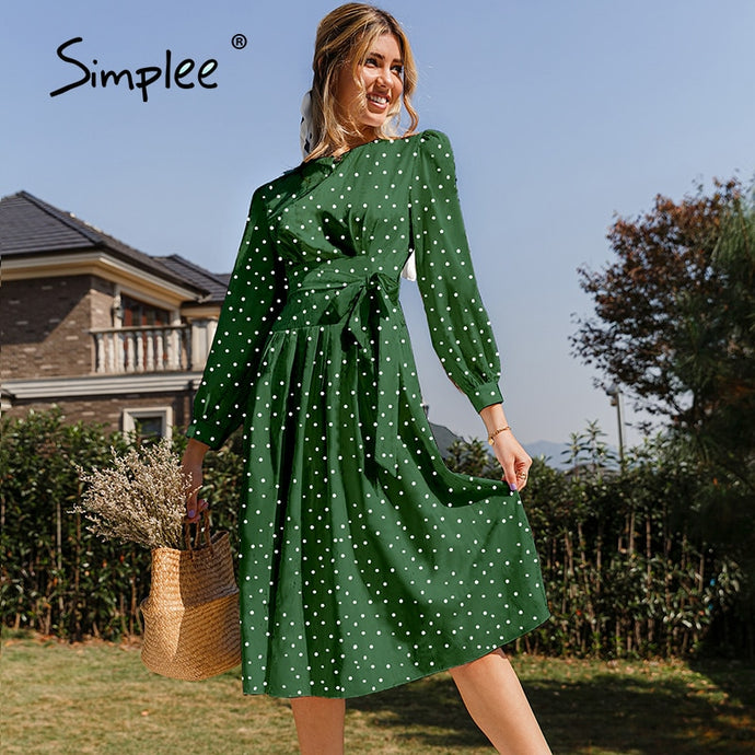 Simple Casual Puff Sleeve Dress