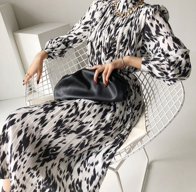 Lace-up Printed Midi Dress