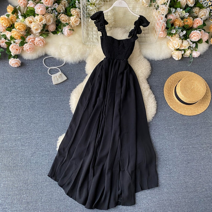 Spaghetti Strap Slash Neck Maxi Dress