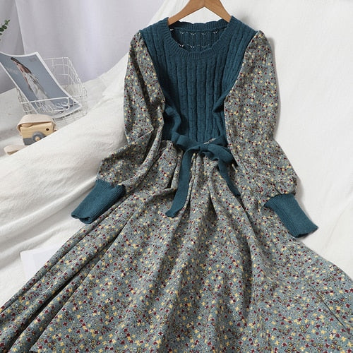 Corduroy Floral Women Dress