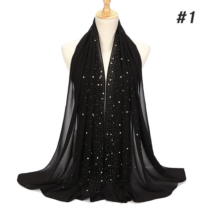 Plain Bubble Pearl Chiffon Scarf