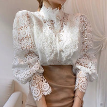 Load image into Gallery viewer, Vintage Solid Lace Blouse Shirt
