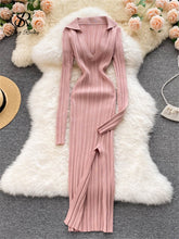 Load image into Gallery viewer, Autumn Bodycon Split Sweater Dress
