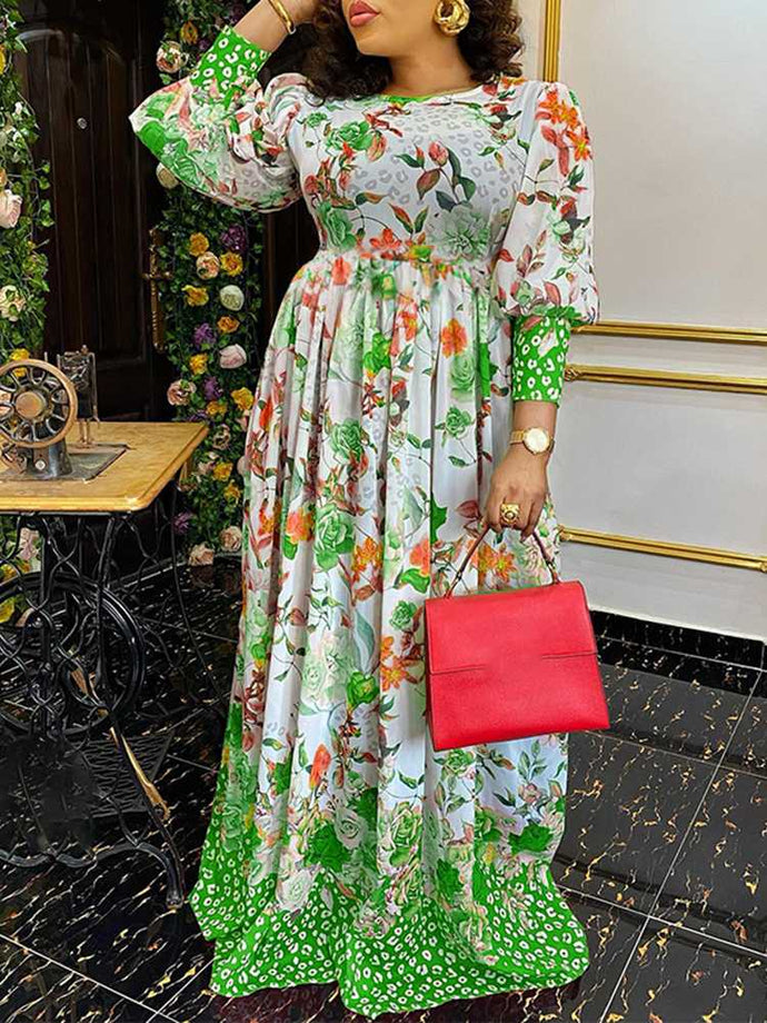 Vintage Floral Printed Maxi Dress