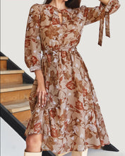 Load image into Gallery viewer, Long Sleeve Flower Print Dress
