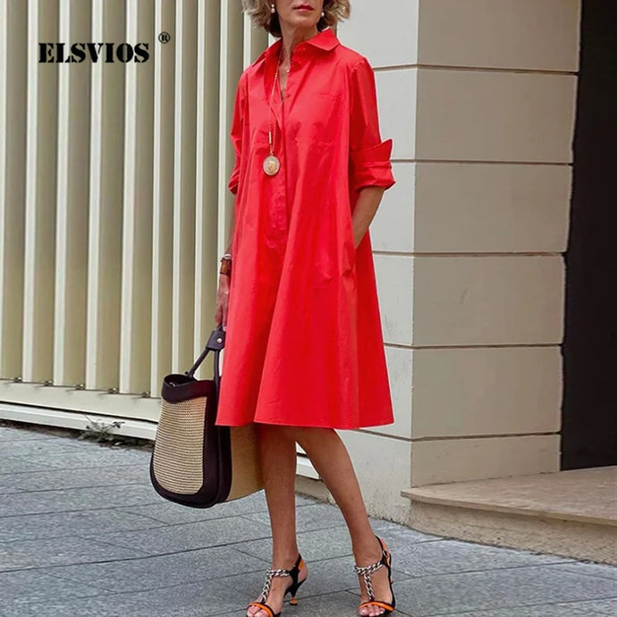 Elegant Pocket Streetwear Female Dress