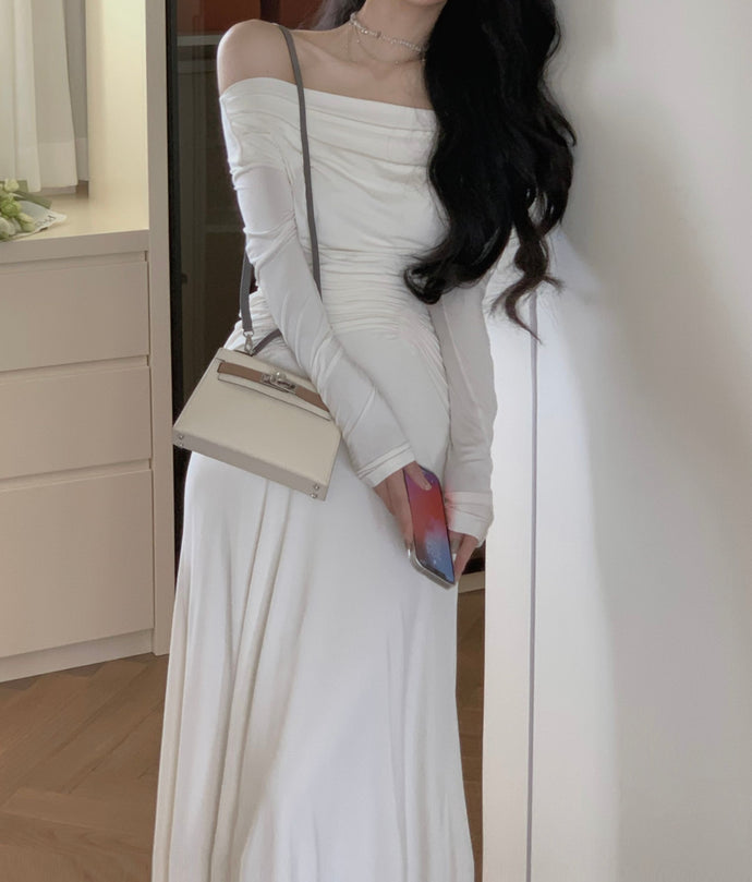 New Elegant Long Sleeve Off Shoulder Dress
