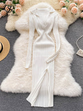 Load image into Gallery viewer, Autumn Bodycon Split Sweater Dress
