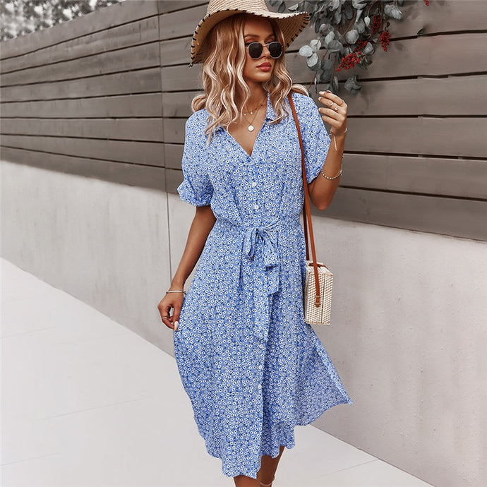 Casual Short Sleeve Midi Dress
